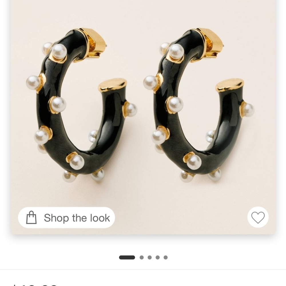 Kate Spade Black and Gold Hoop Earrings with Pearl Details